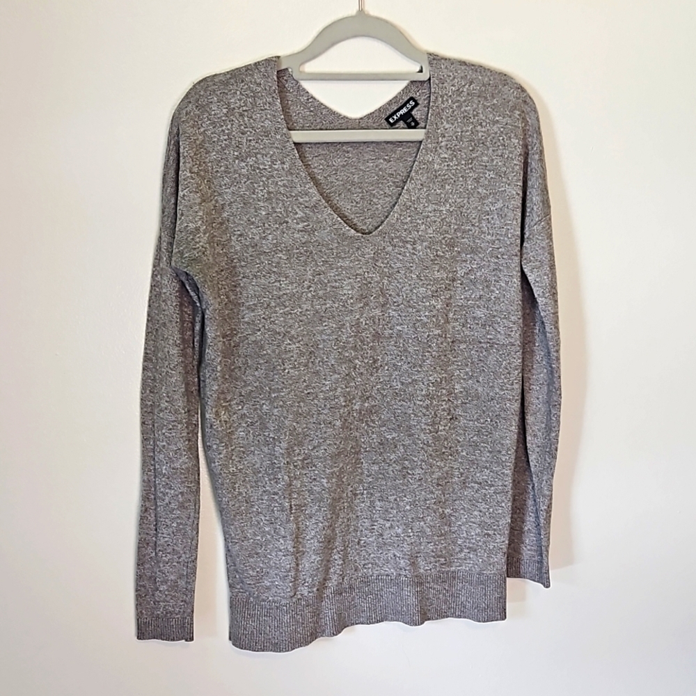 Express Women's Beige Knit VNeck Sweater Chambray Size XSmall EUC